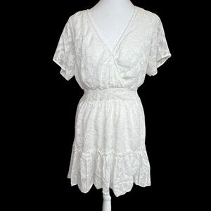 Kori Womens Jr Small Above Knee White Dress Feminine Flowy Fairy Coastal